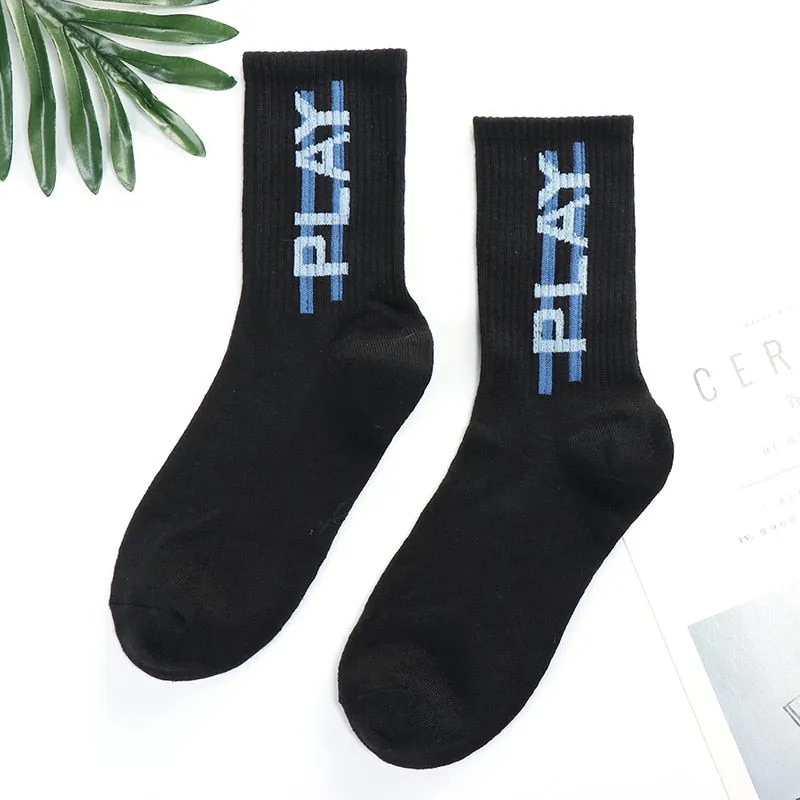 Trends high quality fashion socks Man Women's sports Cotton basketball pattern happy  sales digital Pair socks