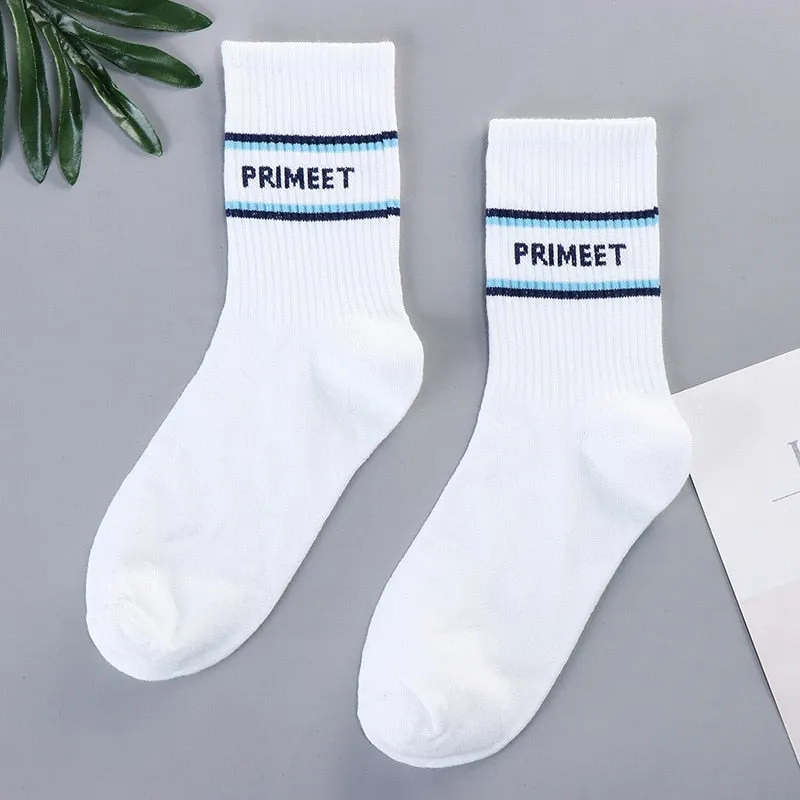 Trends high quality fashion socks Man Women's sports Cotton basketball pattern happy  sales digital Pair socks