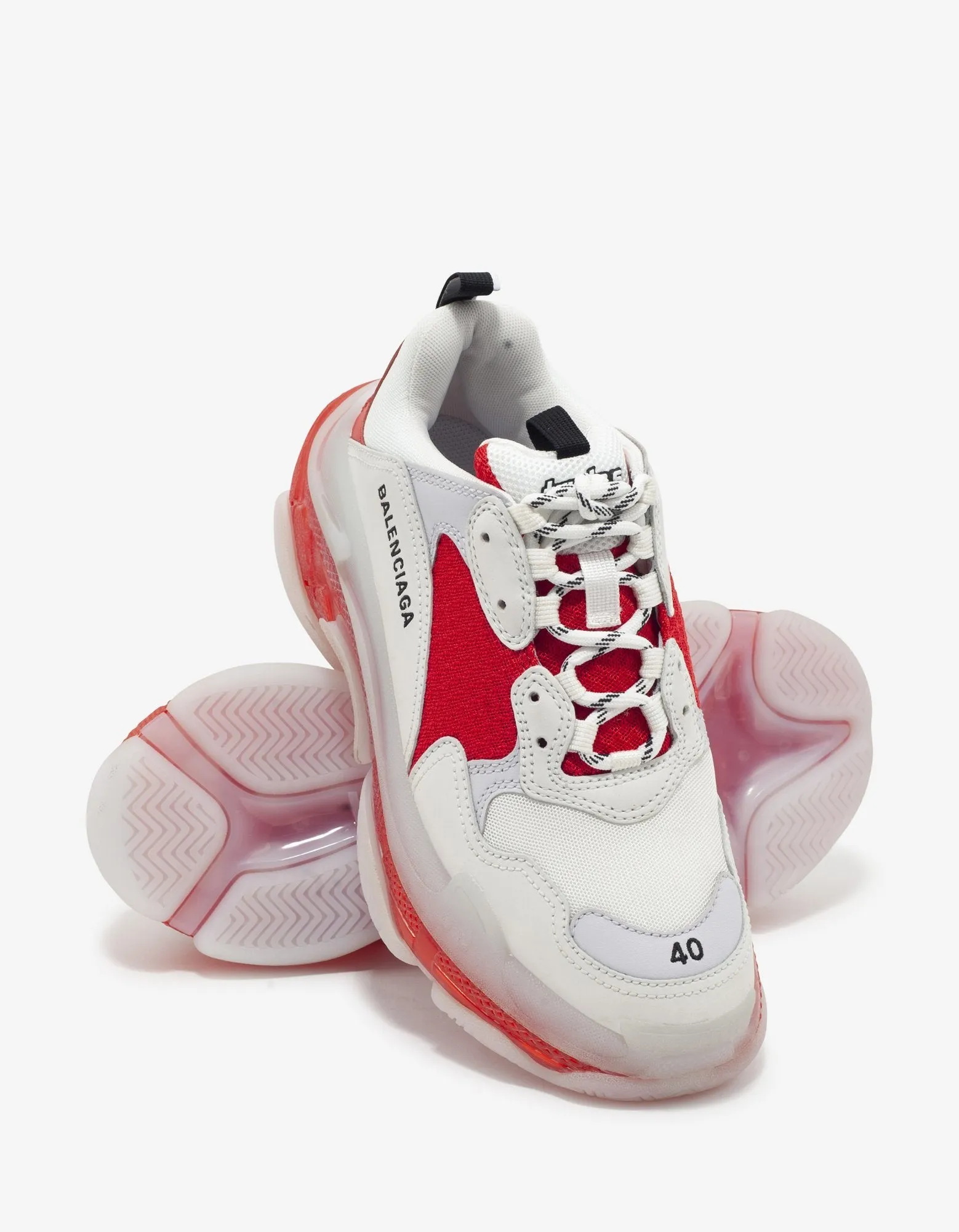 Triple S Clear Sole White & Red Trainers -