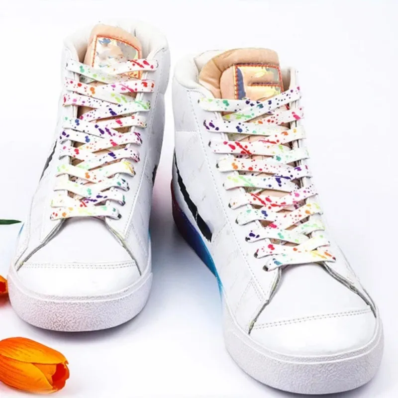 Unisex Flat Shoelaces with Colorful Splatter Pattern