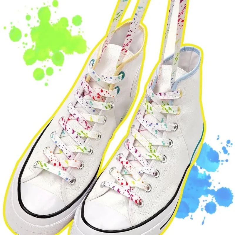 Unisex Flat Shoelaces with Colorful Splatter Pattern