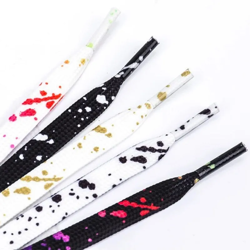 Unisex Flat Shoelaces with Colorful Splatter Pattern