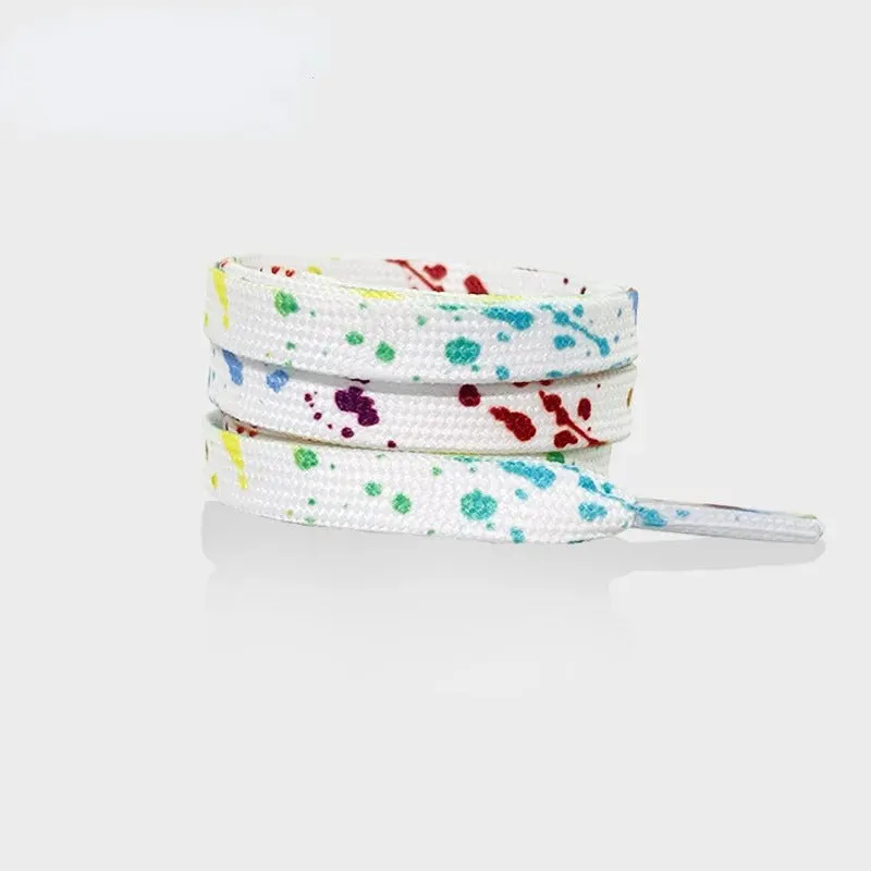 Unisex Flat Shoelaces with Colorful Splatter Pattern