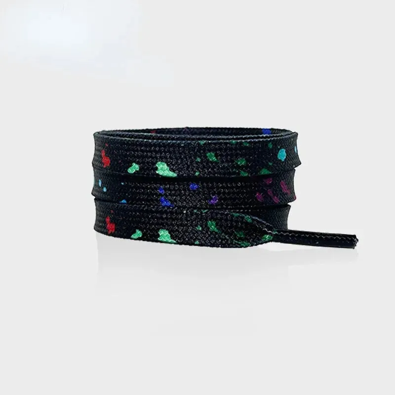 Unisex Flat Shoelaces with Colorful Splatter Pattern