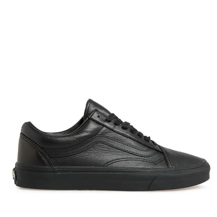 Vans Leather Old Skool  - Black Mono Adults Better Water Resistance Clearance