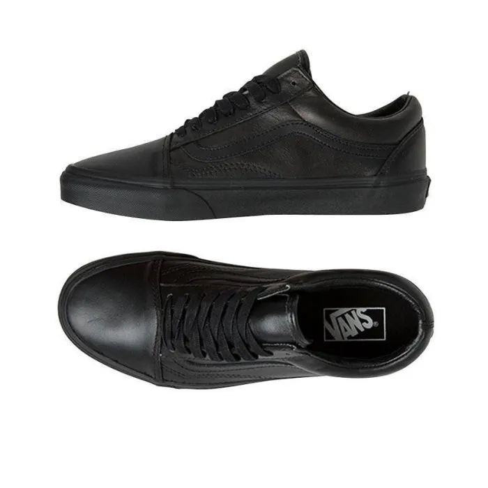 Vans Leather Old Skool  - Black Mono Adults Better Water Resistance Clearance