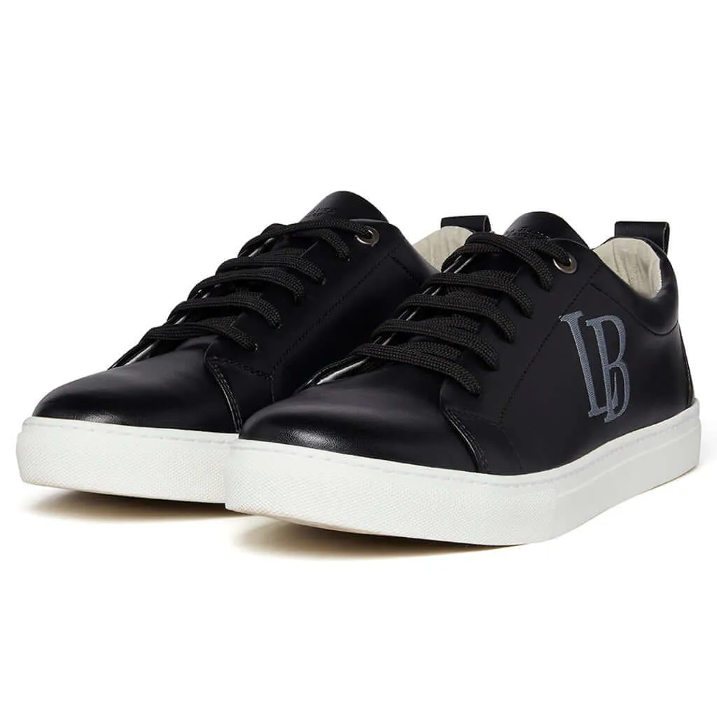 Vegan Leather Trainers - LB Black Apple Leather Sneakers for Women