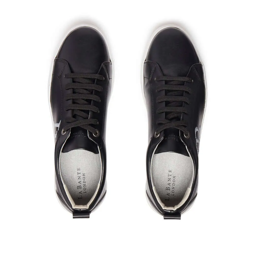 Vegan Leather Trainers - LB Black Apple Leather Sneakers for Women