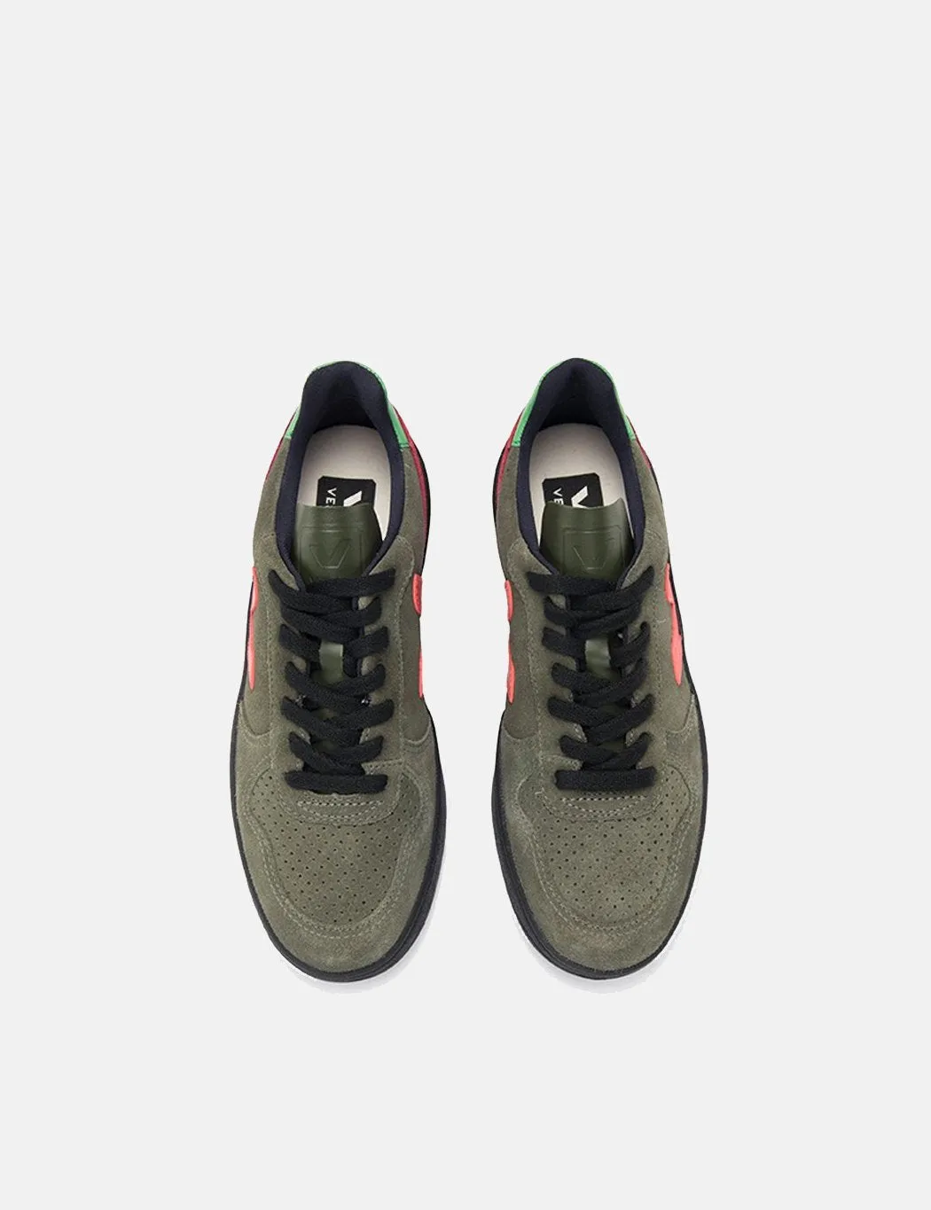 Veja V-10 Bastille Trainers - Olive Multico-Fluo/Black Sole