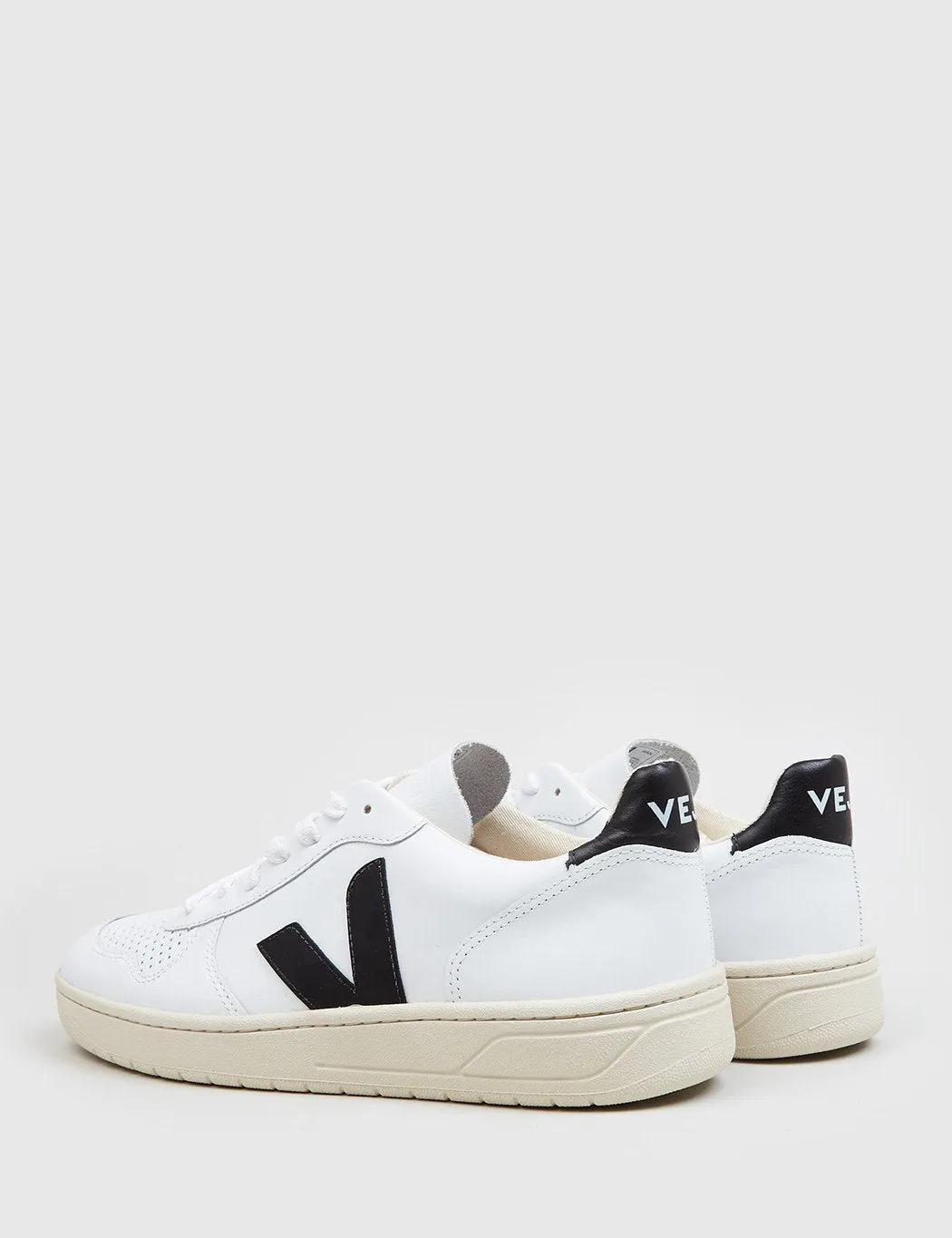 Veja V-10 Leather Trainers - Extra White/Black