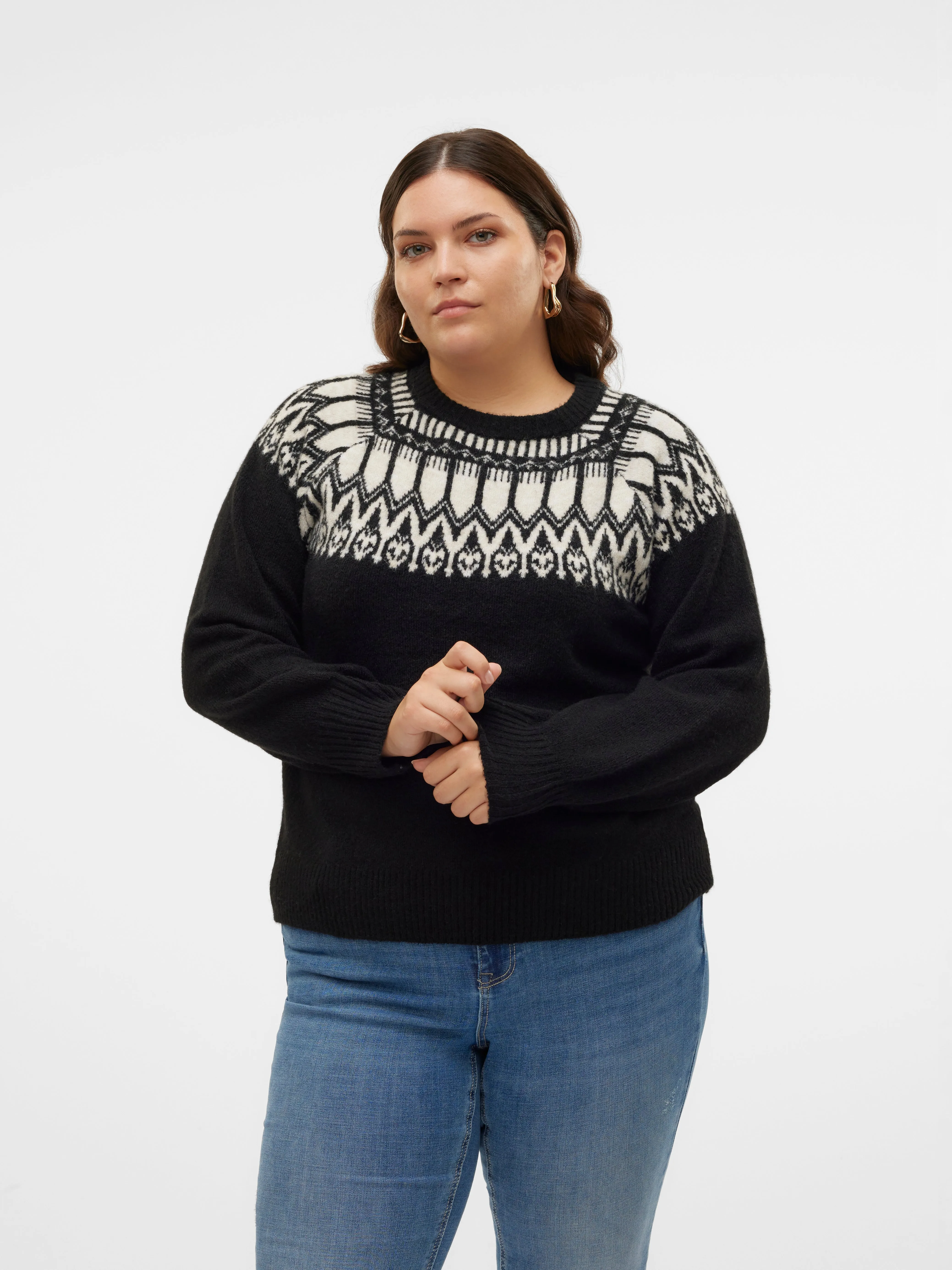 Vero Moda Curve Simone Knit Jumper in Black