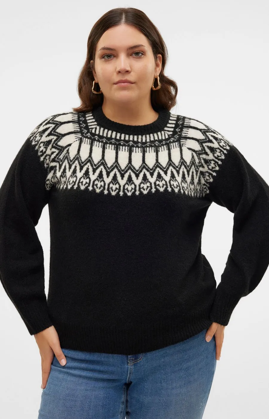 Vero Moda Curve Simone Knit Jumper in Black