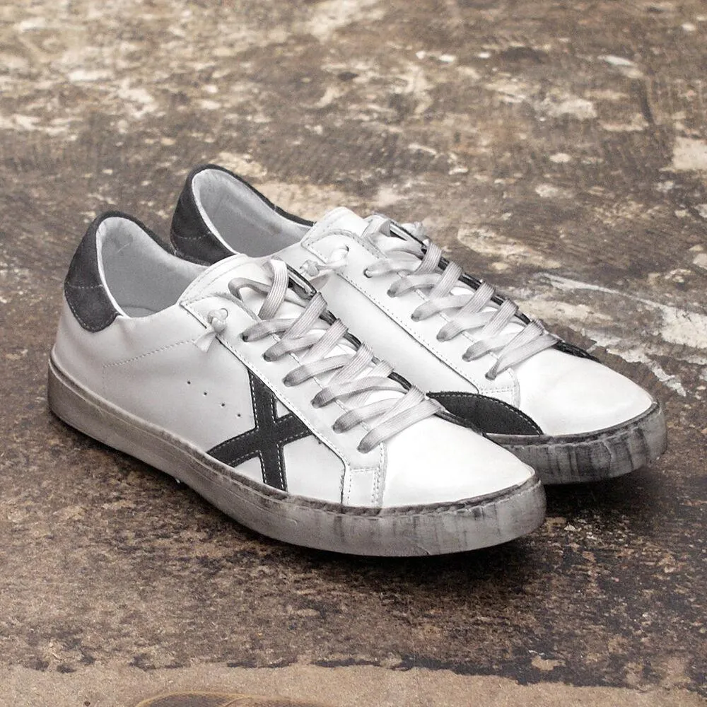 White Distressed Leather Trainers