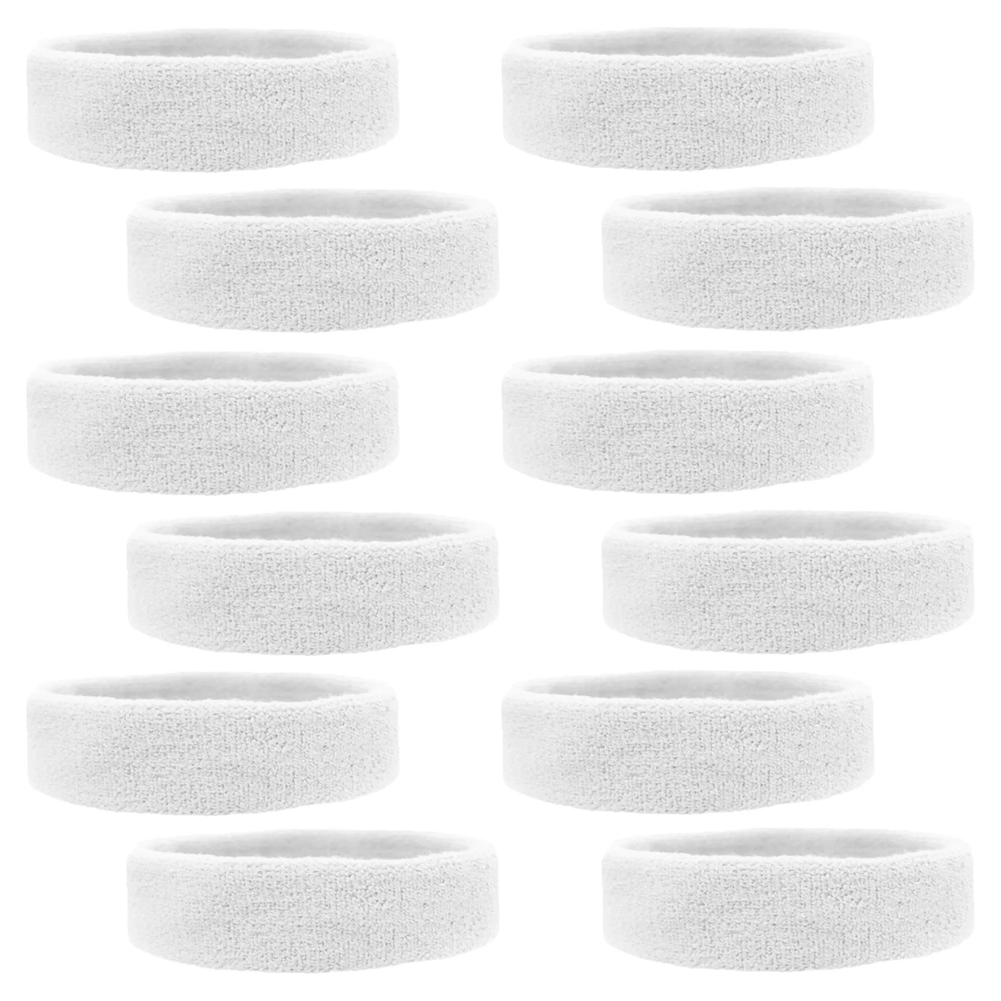 White Head Sweatbands - 12 Pack