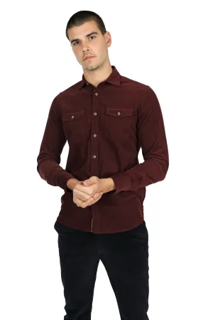 Wine Cotton Corduroy Shirt