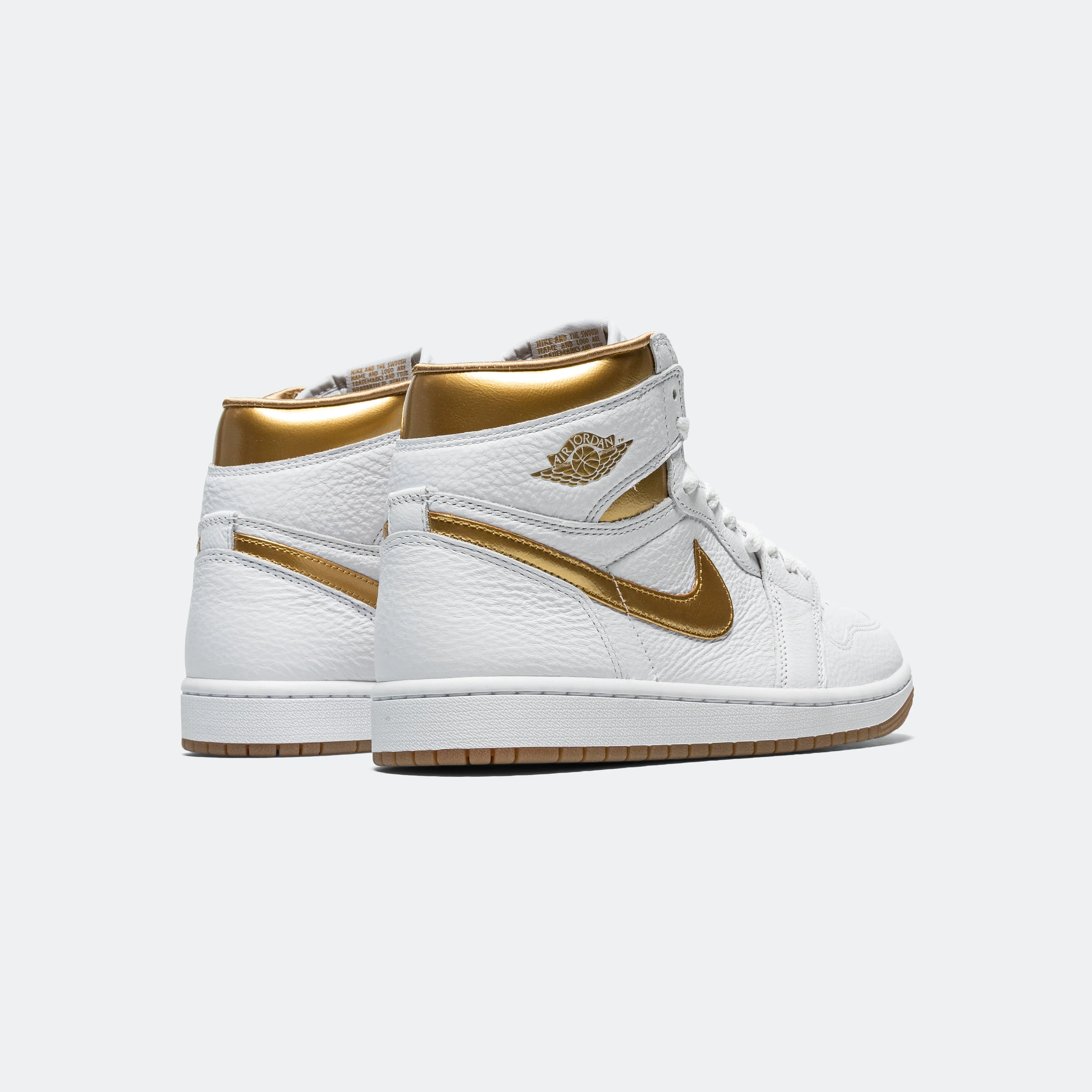 Womens Air Jordan 1 Retro High OG - White/Metallic Gold-Gum Light Brown