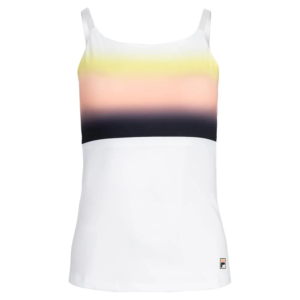 Women's Backspin Cami Tennis Tank White and Sunset