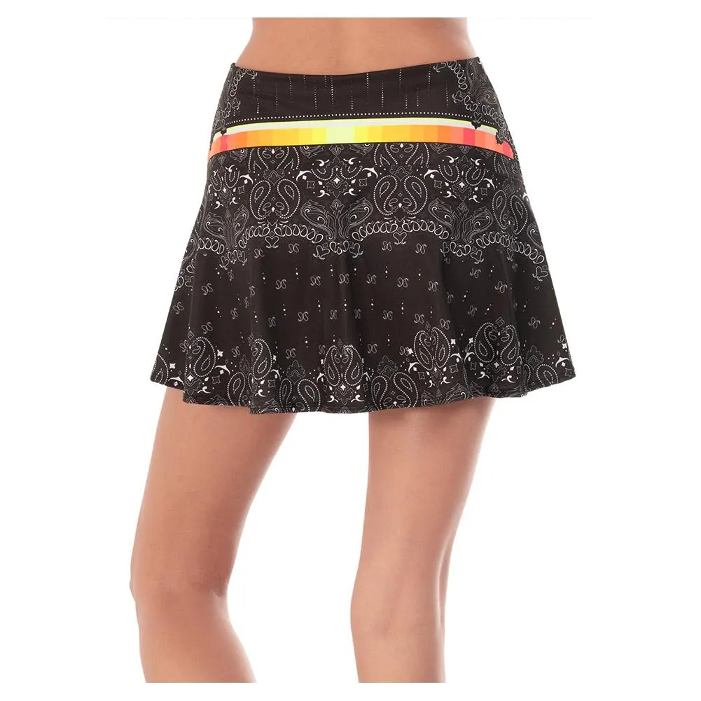 Women`s Long Paisley For You Tennis Skort Black