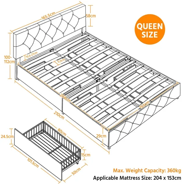 Yaheetech Queen Upholstered Platform Bed Frame