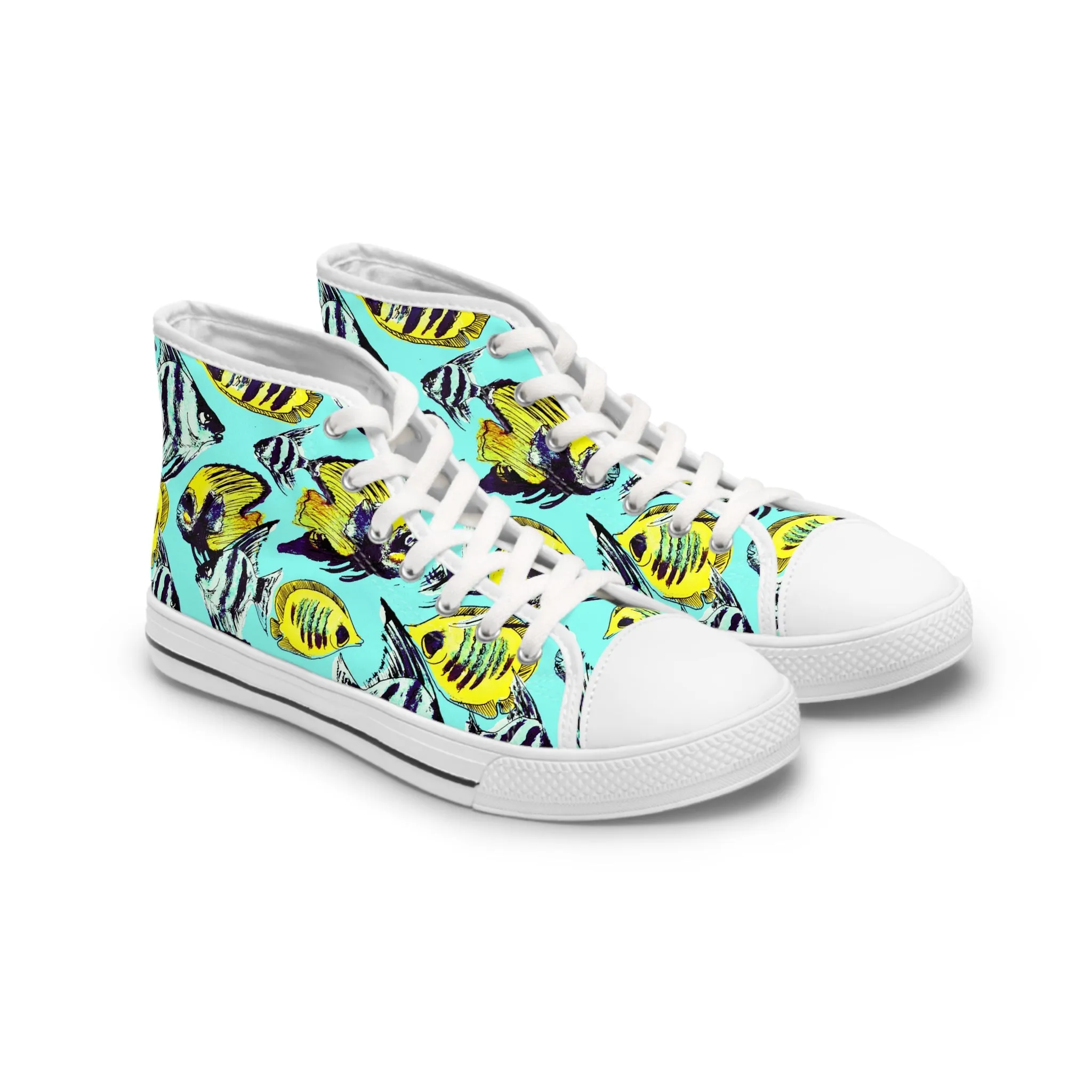 Yellow Exotic Colorful Fish Women's High Top Sneakers