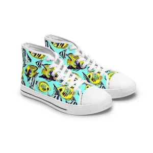 Yellow Exotic Colorful Fish Women's High Top Sneakers