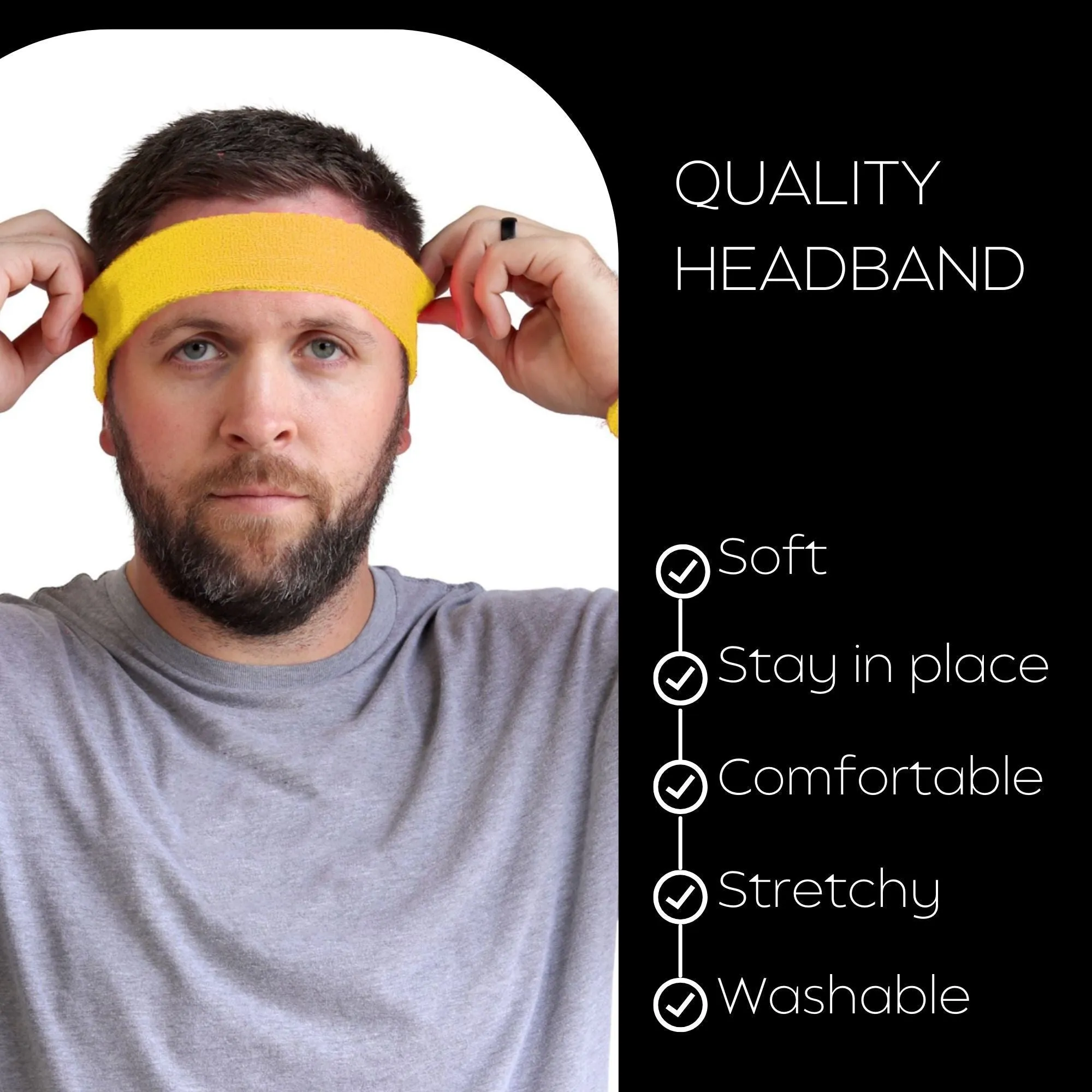 Yellow Head Sweatbands - 12 Pack