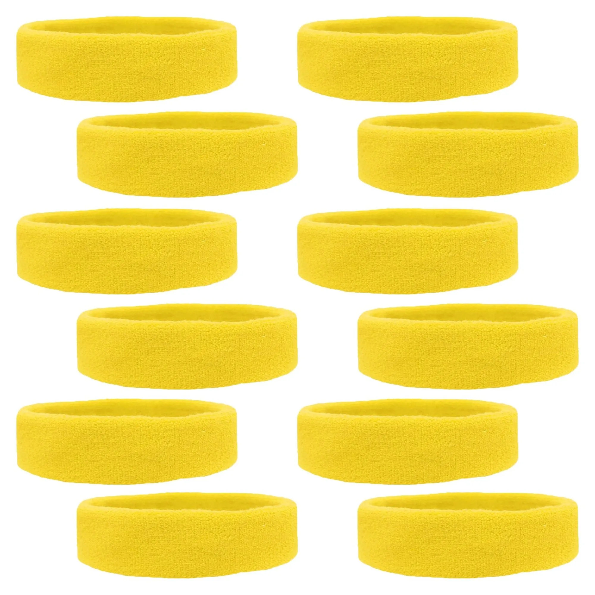 Yellow Head Sweatbands - 12 Pack