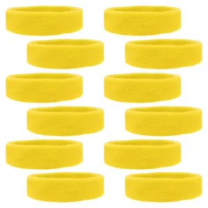 Yellow Head Sweatbands - 12 Pack