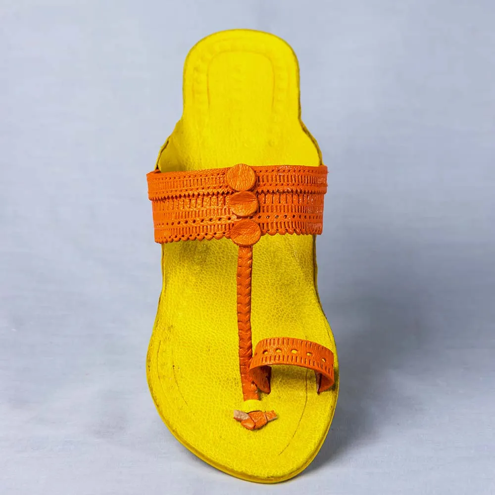 Yellow - Women Kolhapuri Leather Slippers Frenzy: Get Funky with Colors