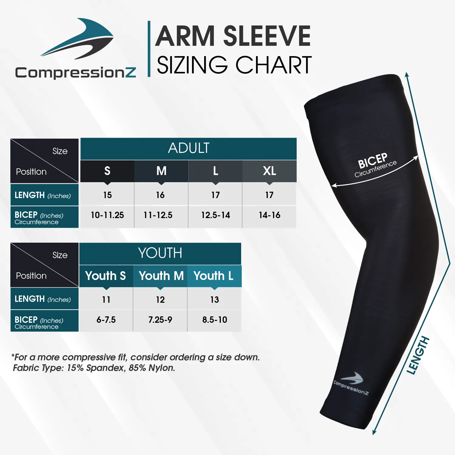 Youth Arm Sleeves (2 Sleeves) - Black